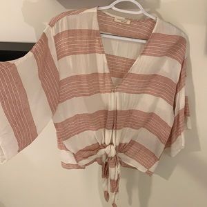 Medium Striped Women’s Shirt/Blouse with Tie at Bottom